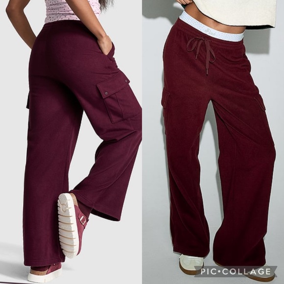 PINK Micro Fleece Wide-Leg Cargo - Picture 1 of 1